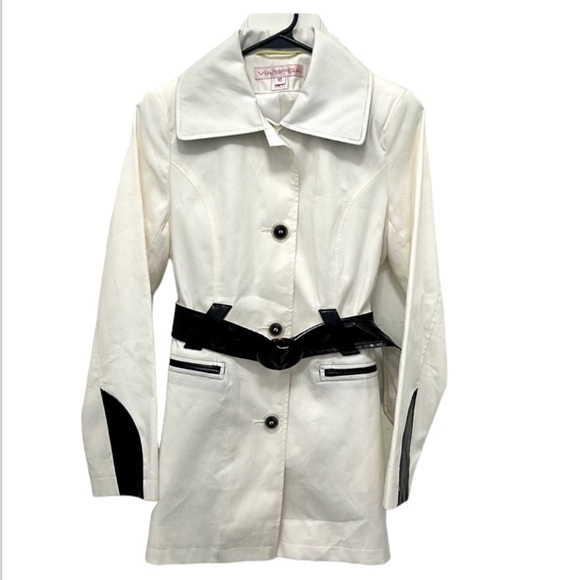 Via Spiga Jackets & Blazers - Via Spiga Ivory & Black Trench Coat 100% Cotton Sz XS NWOT